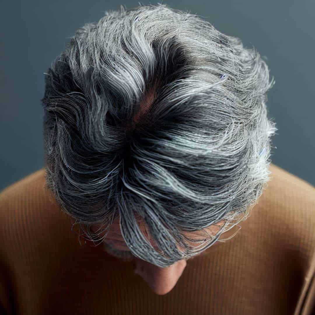 Grey haired person seen from above